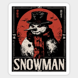 Creepy Snowman Winter Horror Retro Japanese Poster Sticker